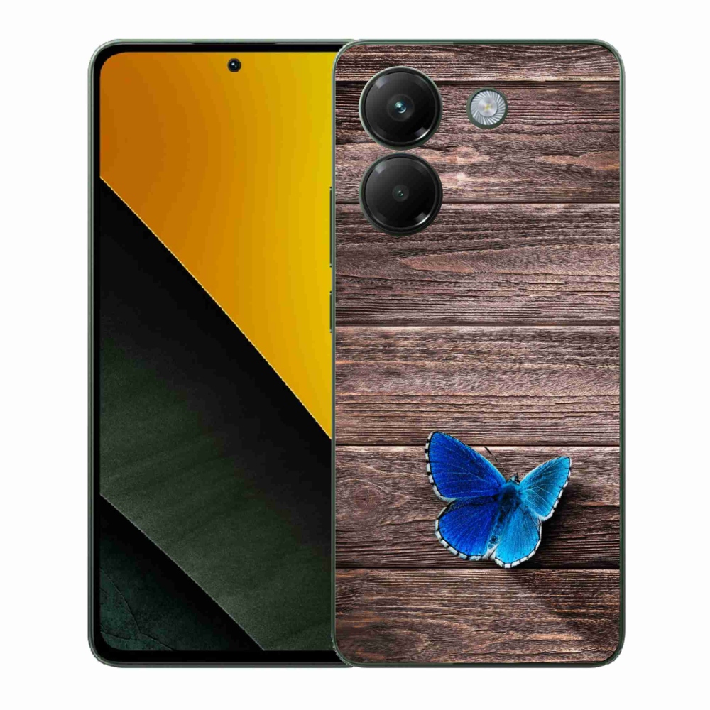 Gélový kryt mmCase na Xiaomi Poco M7 Pro 5G - modrý motýľ 1