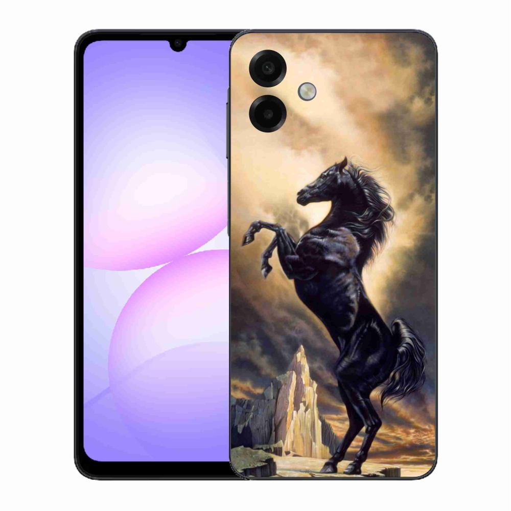 Gélový kryt mmCase na Samsung Galaxy A07 4G - čierny kreslený kôň