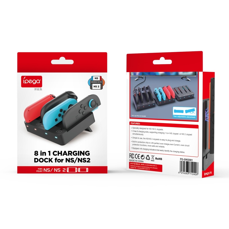 Nabíjacia stanica iPega SW2081 pre ovládače JoyCon Nintendo Switch 1/2 Black