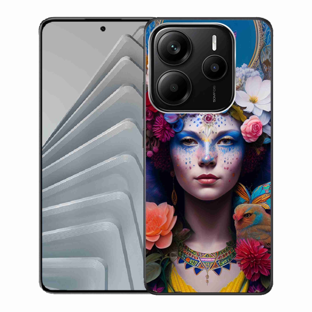 Gélový kryt mmCase na Xiaomi Redmi Note 14 5G - žena s kvetinami