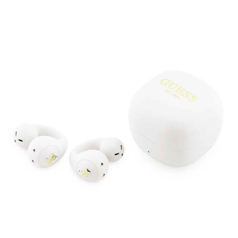 Bezdrôtové slúchadlá Guess Mini Classic Logo OWS, biele