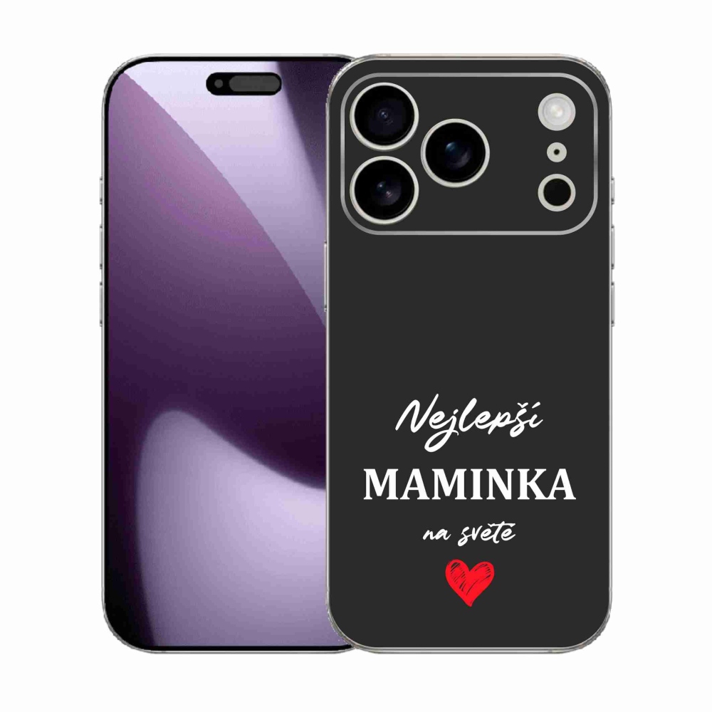 Gélový kryt mmCase na iPhone 17 Pro - najlepšia mamička 1 čierne pozadie