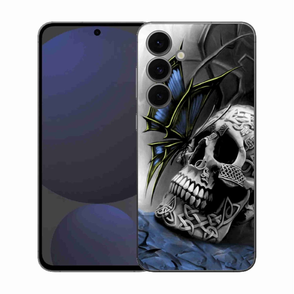 Gélový kryt mmCase na Samsung Galaxy S25 FE - motýľ a lebka