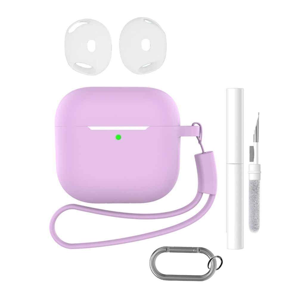 Set silikónový obal na Apple AirPods 4 s čistiacou sadou - svetlofialový