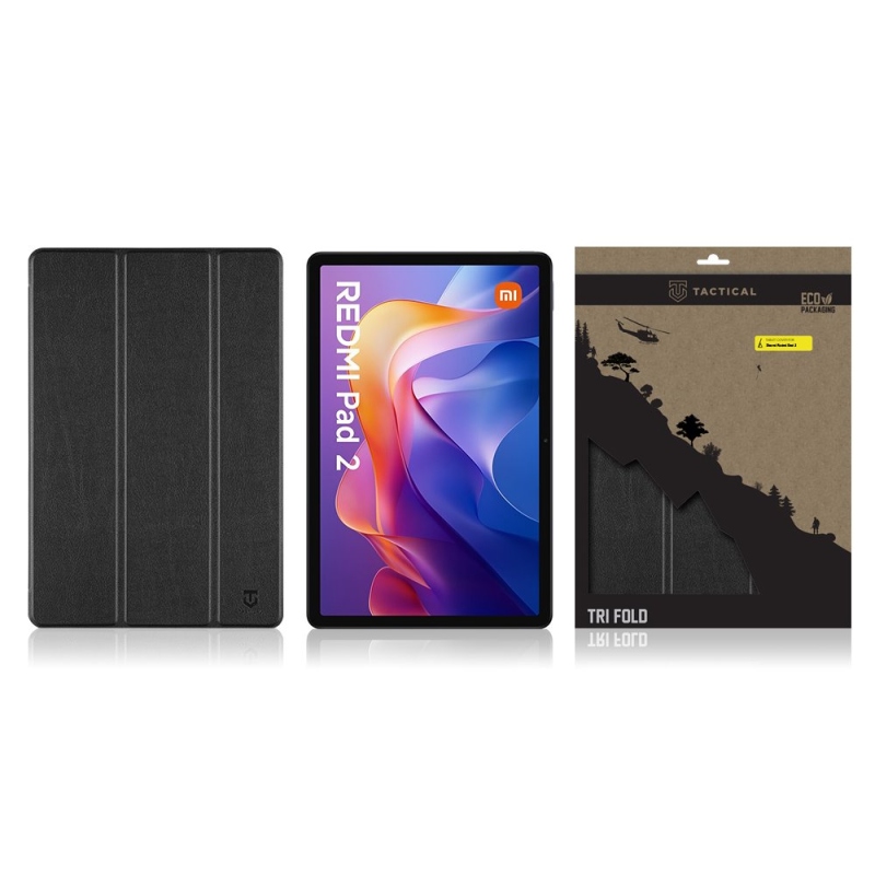 Taktické skladacie puzdro Book Tri pre Xiaomi Redmi Pad 2 Black