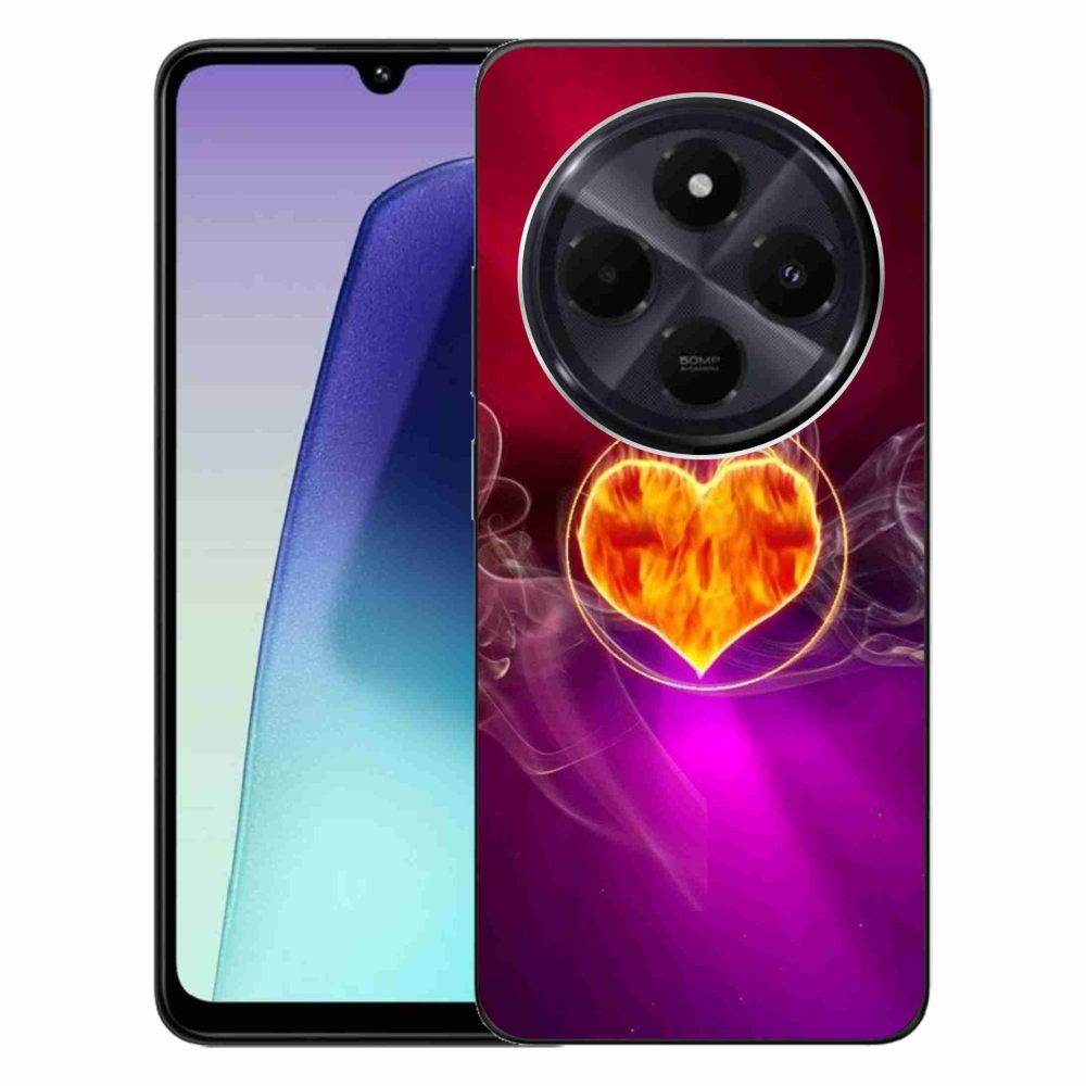 Gélový kryt mmCase na Xiaomi Redmi 14C/Poco C75 - ohnivé srdce