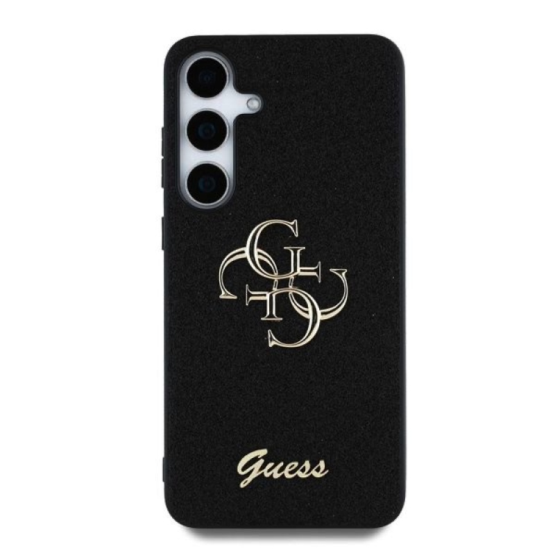 Guess PU Fixed Glitter 4G Metal Logo Zadný Kryt pre Samsung Galaxy S25 Black