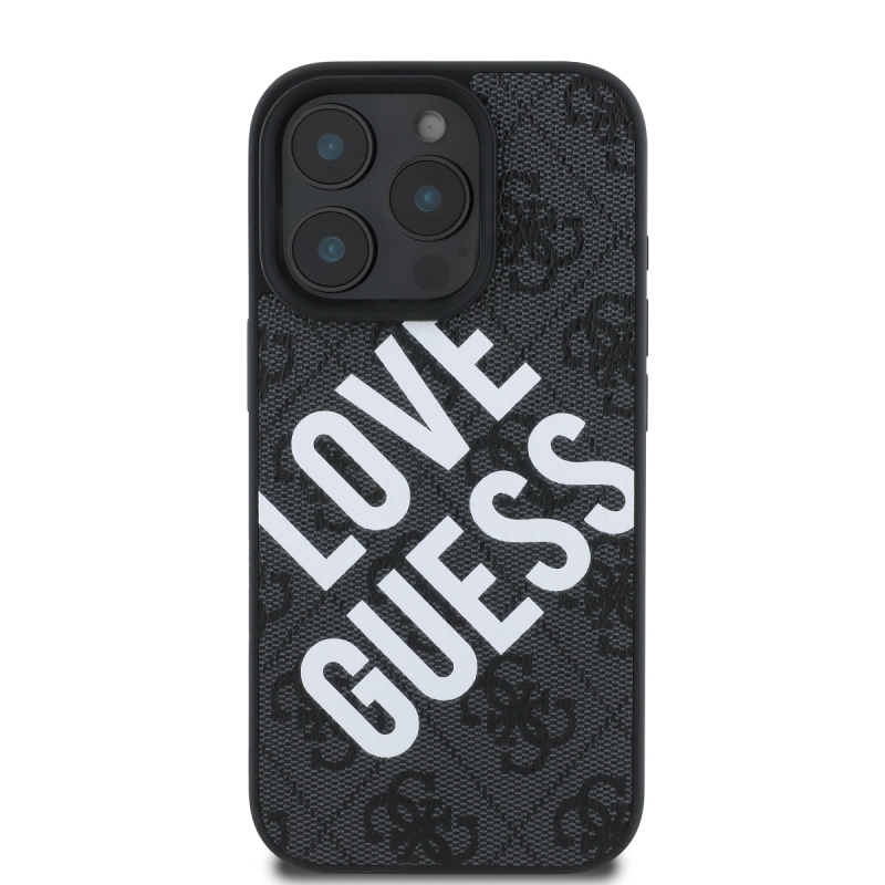 Guess PU Leather 4G Big Love Logo MagSafe Zadný Kryt pre iPhone 16 Pro Max Black