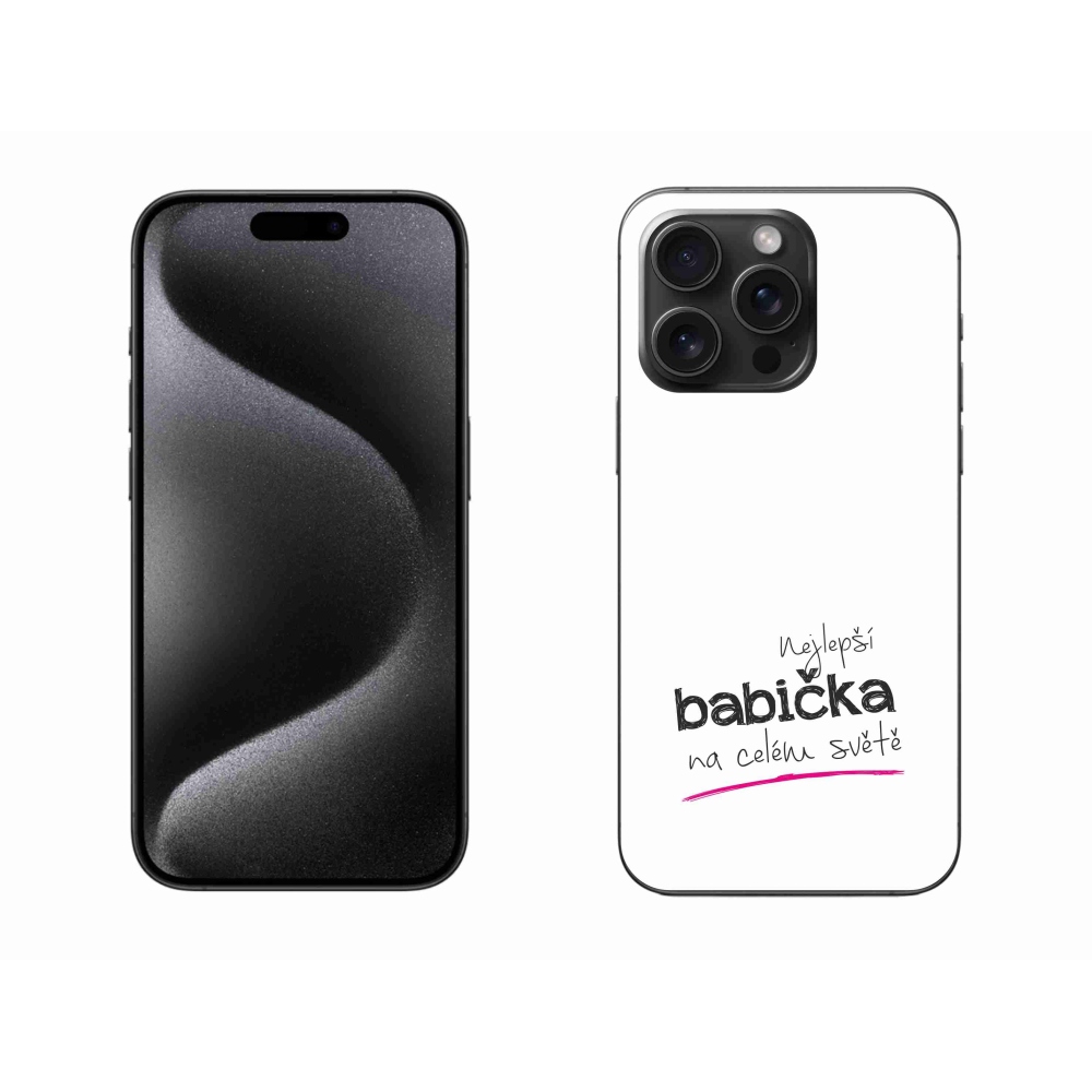 Gélový kryt mmCase na iPhone 15 Pro Max - najlepšia babička 4 biele pozadie