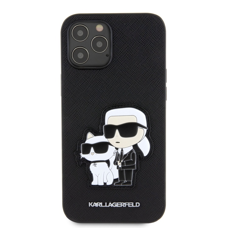 Karl Lagerfeld PU Saffiano Karl and Choupette NFT Zadný Kryt pre iPhone 12 Pro Max Black