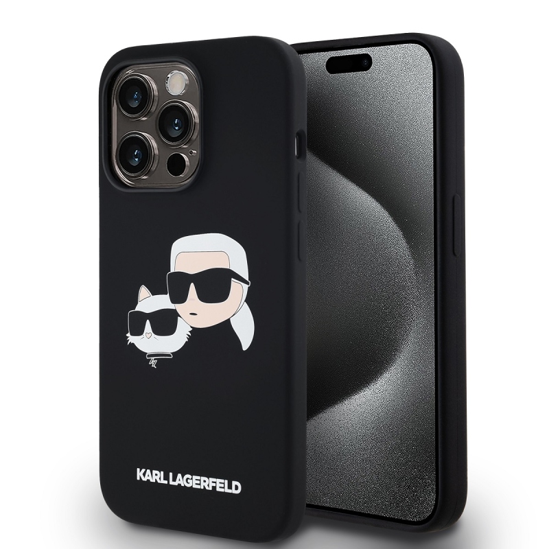 Karl Lagerfeld Liquid Silicone Double Heads Magsafe Zadný Kryt pre iPhone 14 Pro Max Black