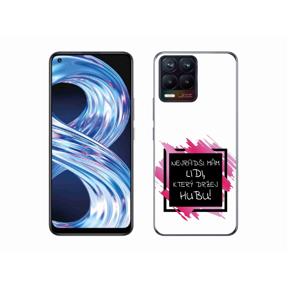 Gélový kryt mmCase na Realme 8 4G - vtipný text 7 čiernobiele pozadie