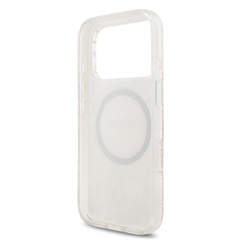 Guess IML Flowers Allover Strap MagSafe zadný kryt pre iPhone 17 Pro White