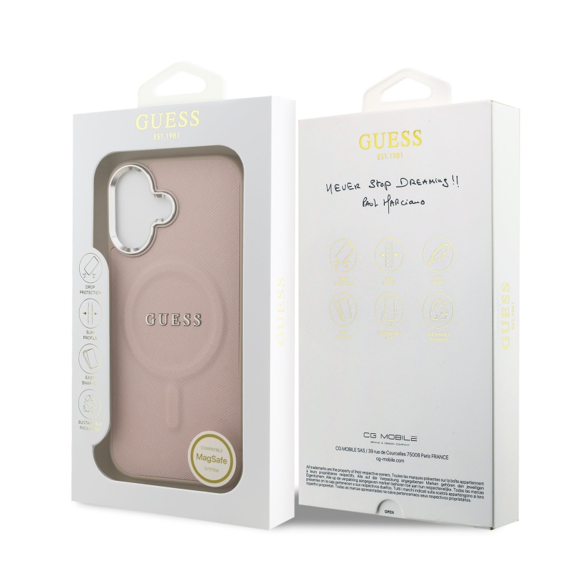 Guess PU Saffiano MagSafe zadný kryt pre iPhone 17 Pink