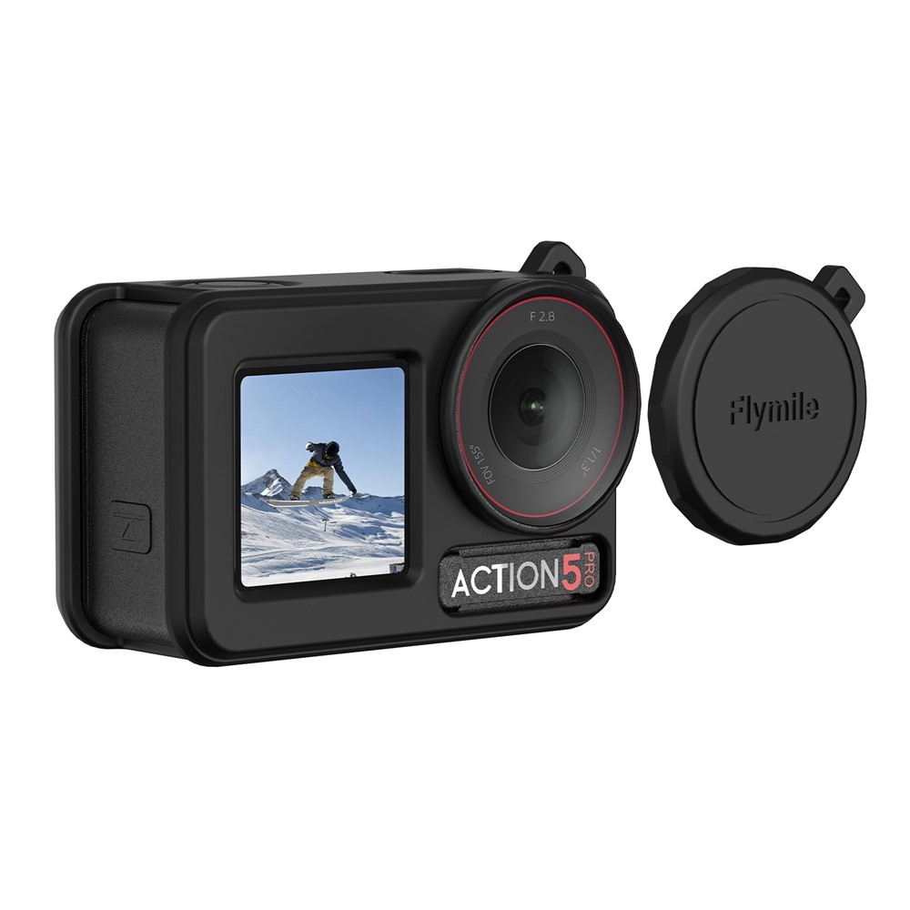 FLYMILE silikónový ochranný obal s krytkou objektívu pre DJI Osmo Action 5 Pro - čierny