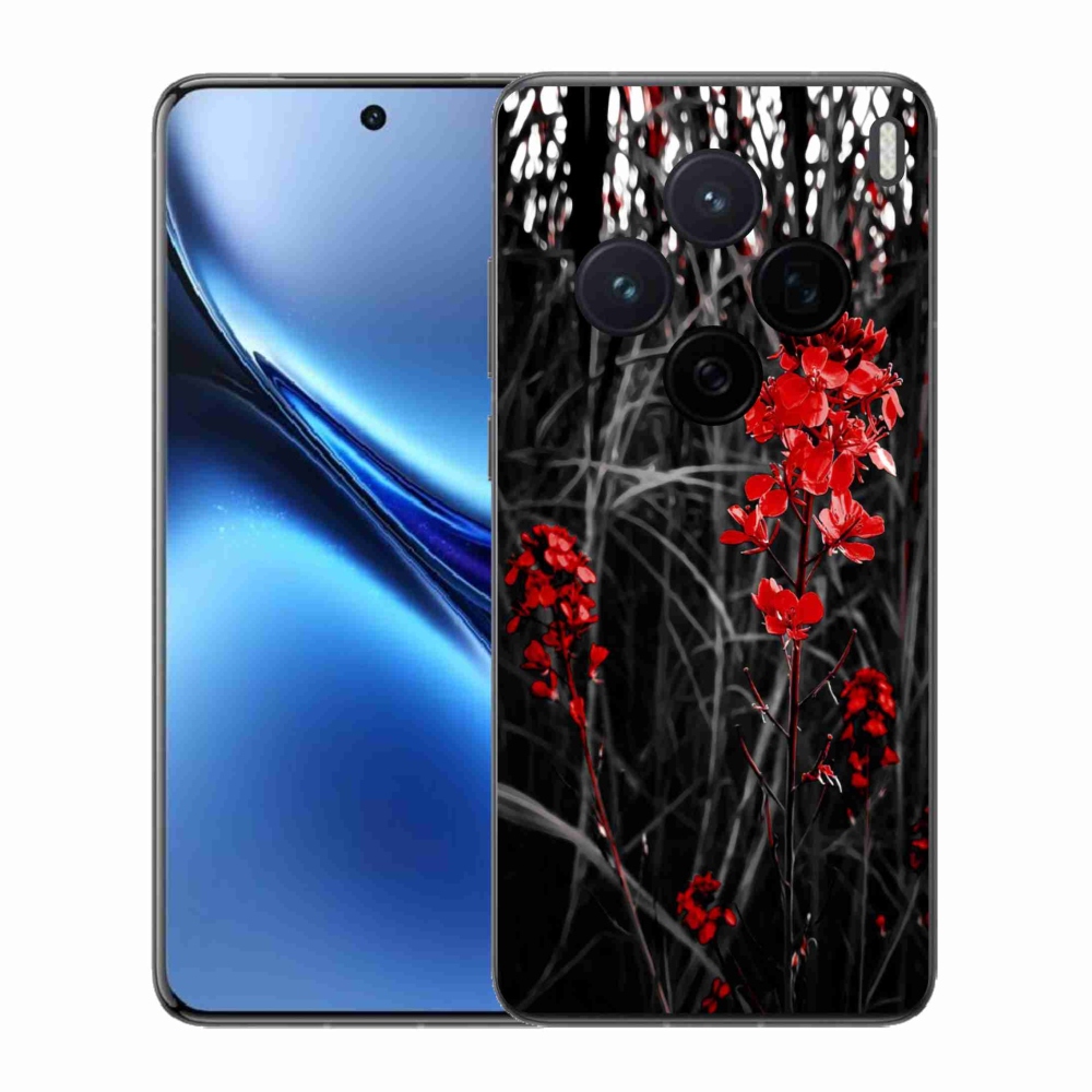 Gélový kryt mmCase na Vivo X200 5G - červená rastlina