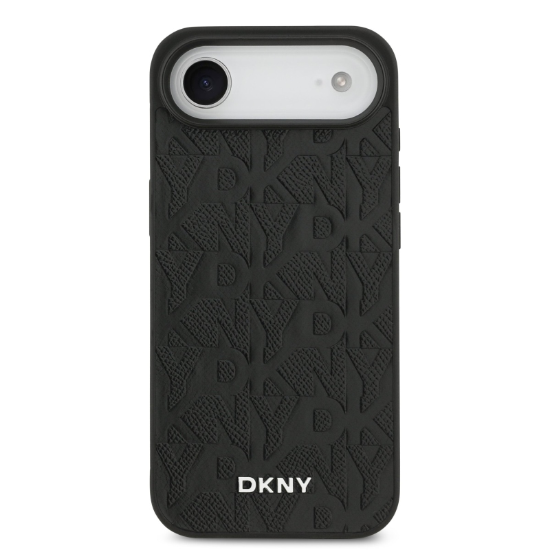 DKNY PU kožený zadný kryt Magsafe so vzorom mriežky pre iPhone Air Black