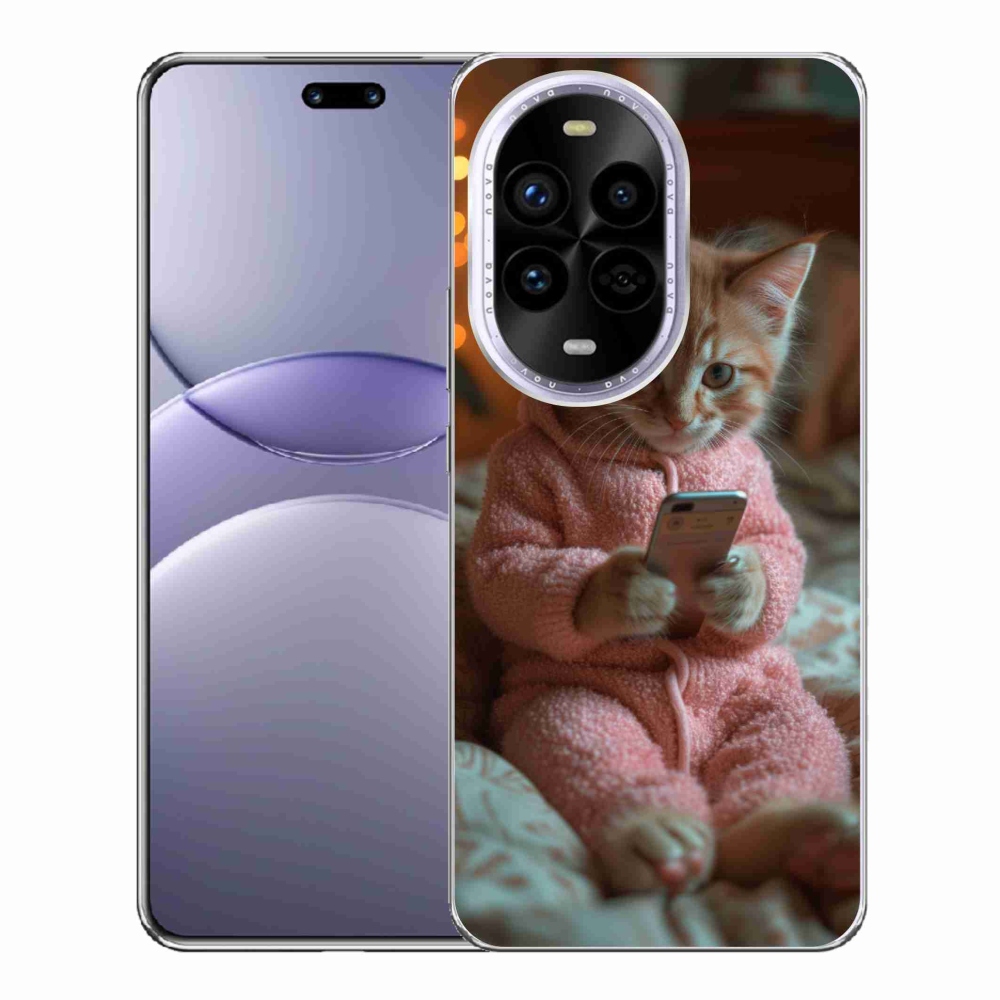 Gélový kryt mmCase na Huawei Nova 13 Pro 5G - mačiatko s mobilom