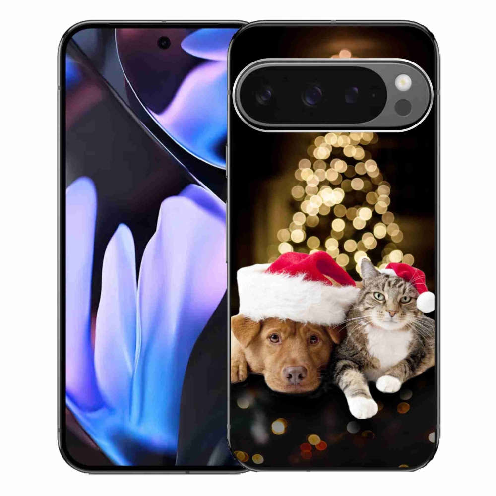 Gélový kryt mmCase na Google Pixel 9 Pro XL - vianočný pes a mačka