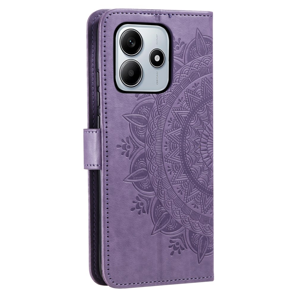 Mandala knižkové púzdro na Xiaomi Redmi Note 14 5G - fialové