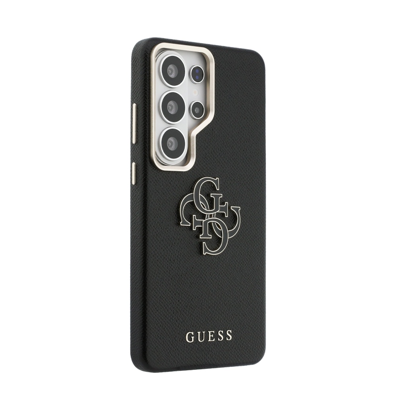 Guess PU 4G Resin Metal Logo Zadný kryt pre Samsung Galaxy S26 Ultra Black