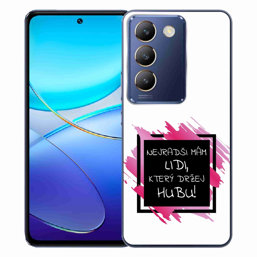 Gélový kryt mmCase na Vivo V40 SE 4G/5G - vtipný text 7 čiernobiele pozadie