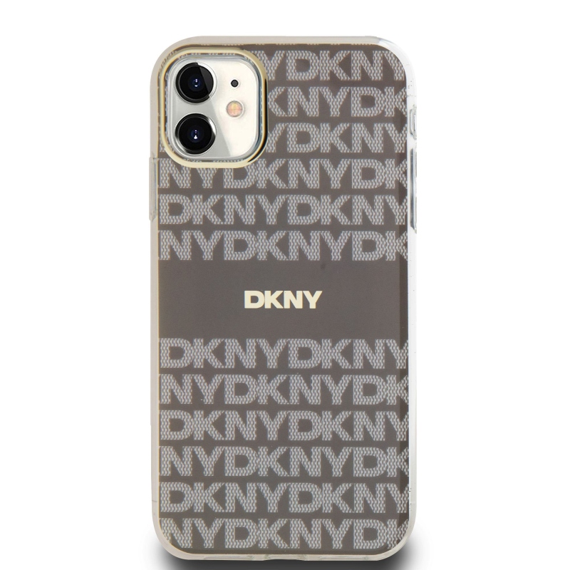 DKNY PC/TPU Repeat Pattern Tonal Stripe Magsafe Zadný Kryt pre iPhone 11 Beige