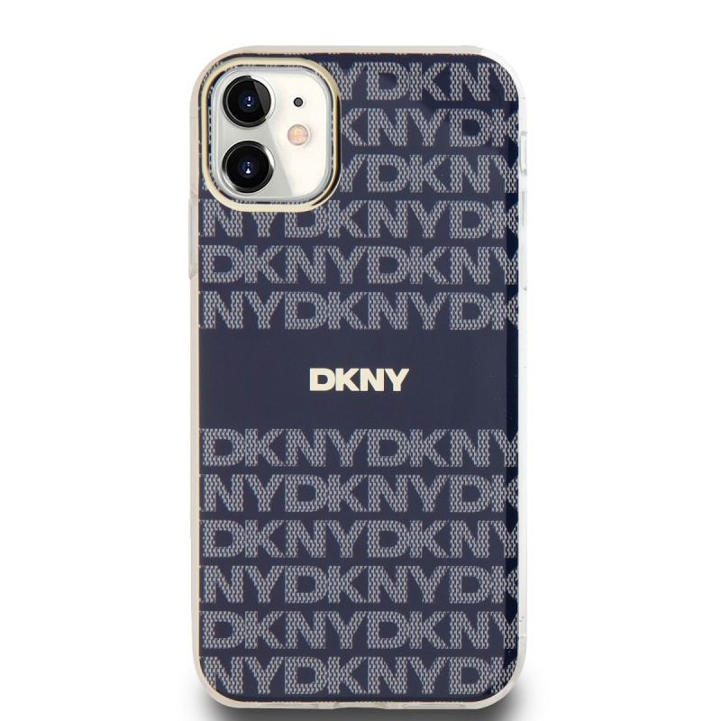 DKNY PC/TPU Repeat Pattern Tonal Stripe Magsafe Zadný Kryt pre iPhone 11 Blue