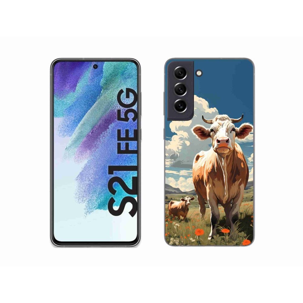 Gélový kryt mmCase na Samsung Galaxy S21 FE 5G - kravy na lúke
