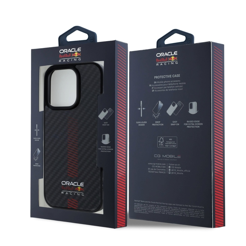 Red Bull Carbon Powerbar MagSafe Zadný Kryt pre iPhone 15 Pro Black