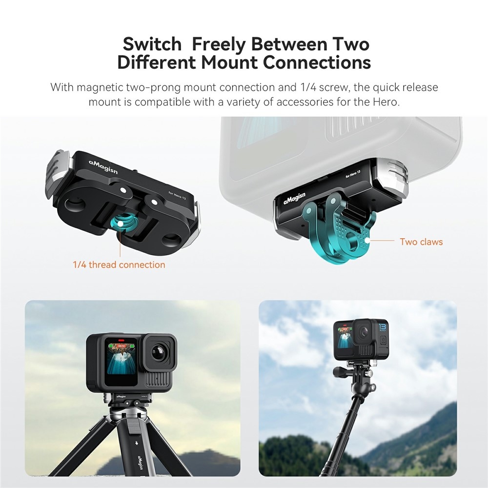 Magnetický kovový rýchloupínací držiak AMAGISN pre GoPro Hero 13