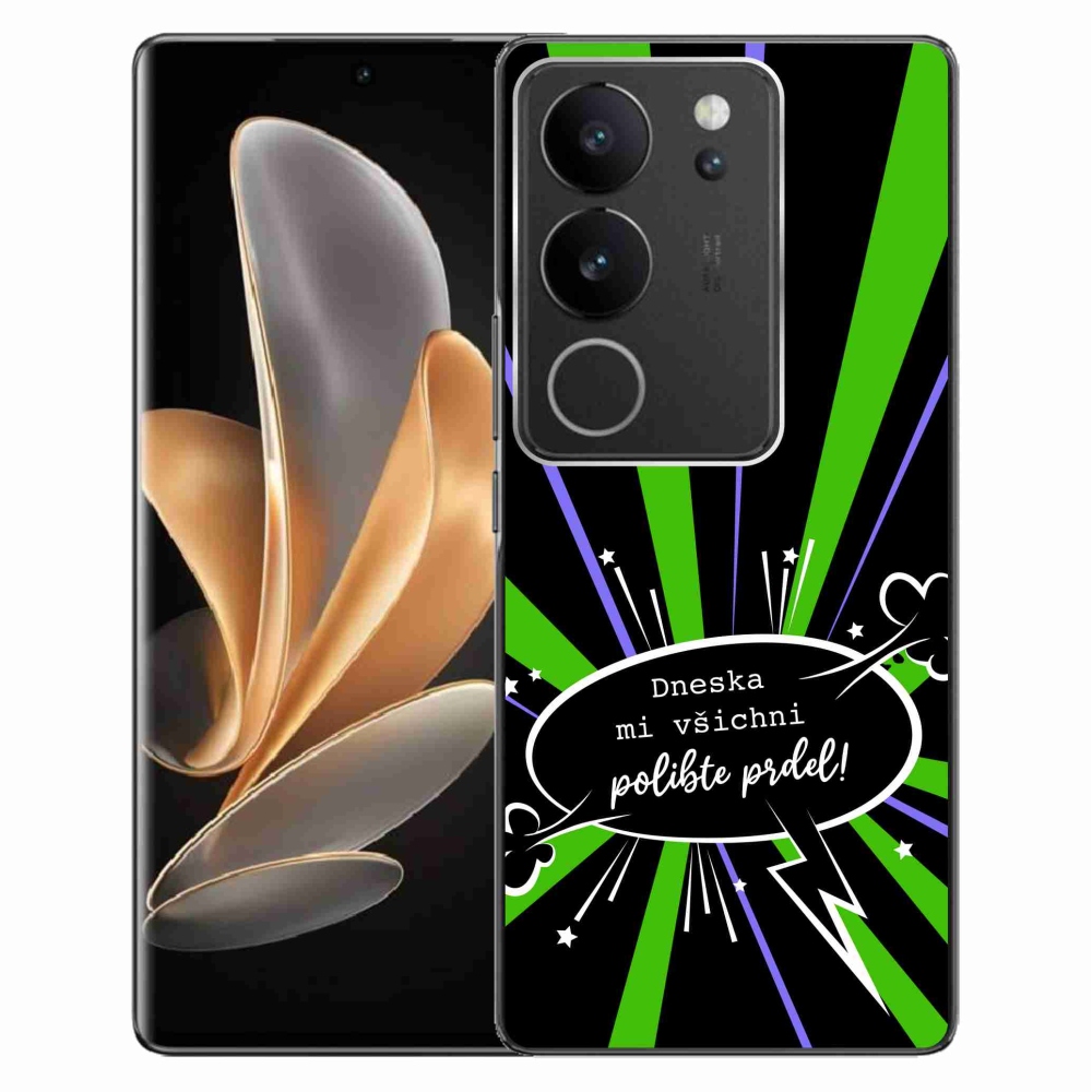 Gélový kryt mmCase na Vivo V29 5G - vtipný text 15 čierne pozadie