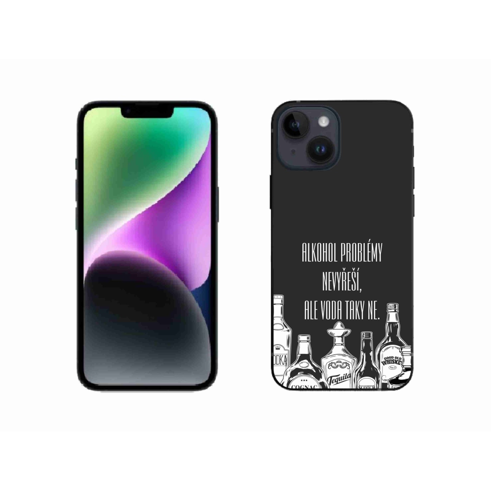 Gélový kryt mmCase na iPhone 14 - vtipný text čierne pozadie