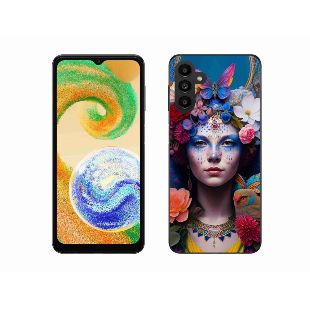 Gélový kryt mmCase na Samsung Galaxy A04s (164.7x76.7x9.1mm) - žena s kvetinami