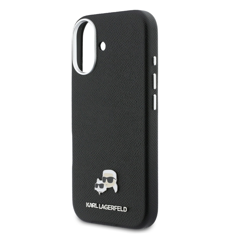 Karl Lagerfeld PU Karl and Choupette Heads Pins MagSafe Back Cover pre iPhone 17 Black