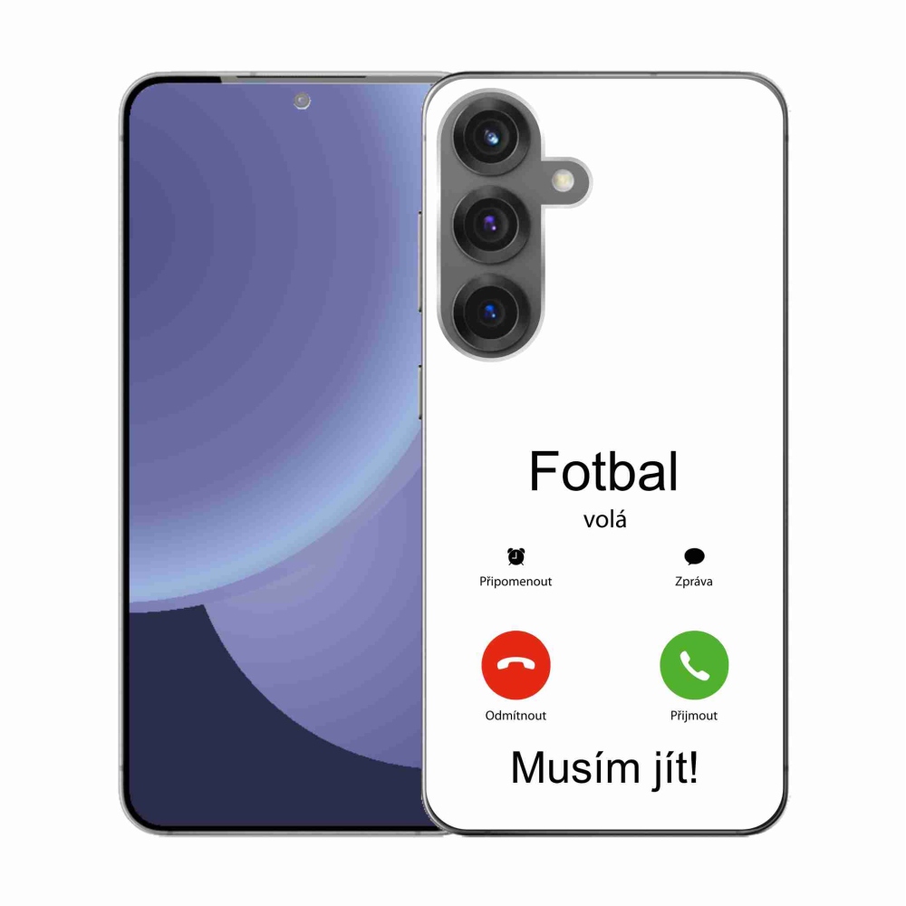 Gélový kryt mmCase na Samsung Galaxy S25 - futbal volá biele pozadie