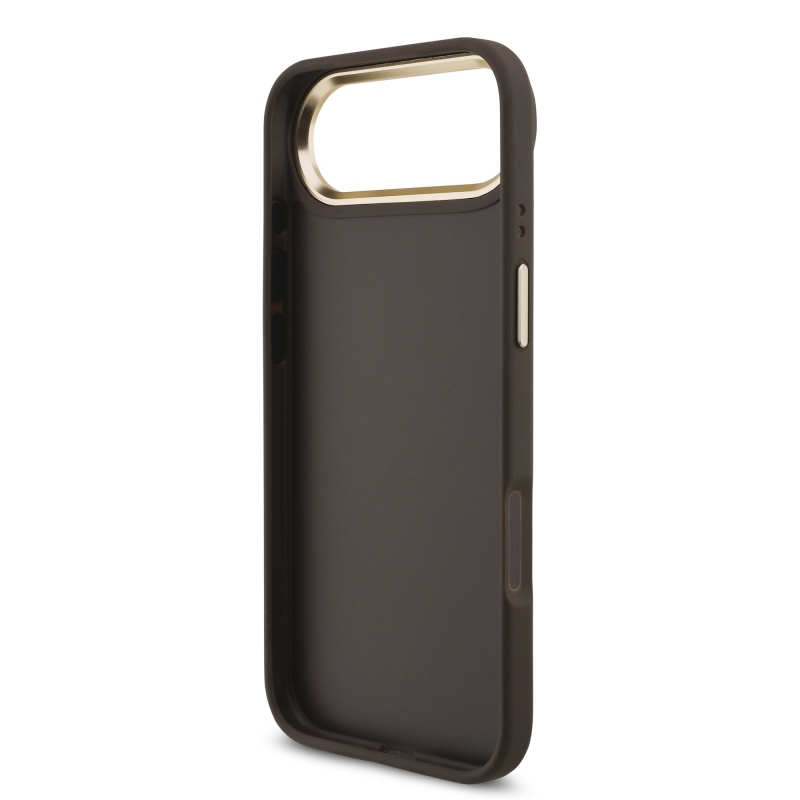 Guess PU kožený 4G kovové logo Gold Frame zadný kryt pre iPhone Air Brown