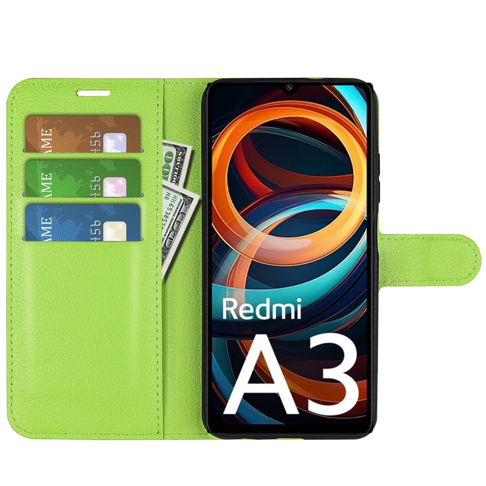 Litchi knižkové púzdro na Xiaomi Redmi A3 - zelené