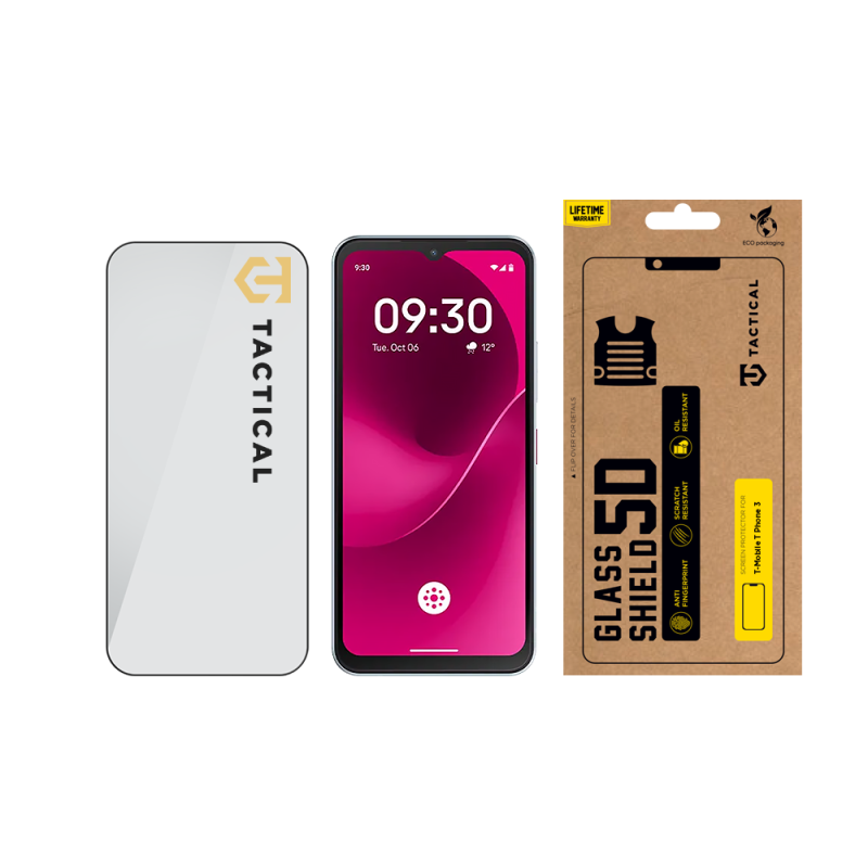 Taktický sklenený štít 5D sklo pre T-Mobile T Phone 3 Black