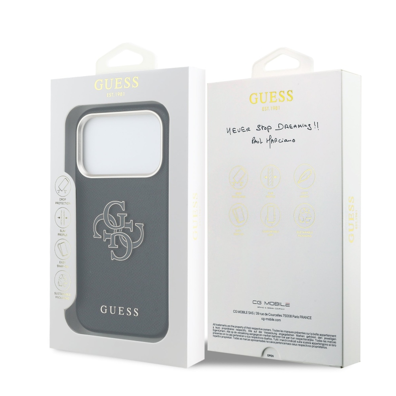 Zadný kryt s logom Guess PU Resin pre iPhone 17 Pro Black