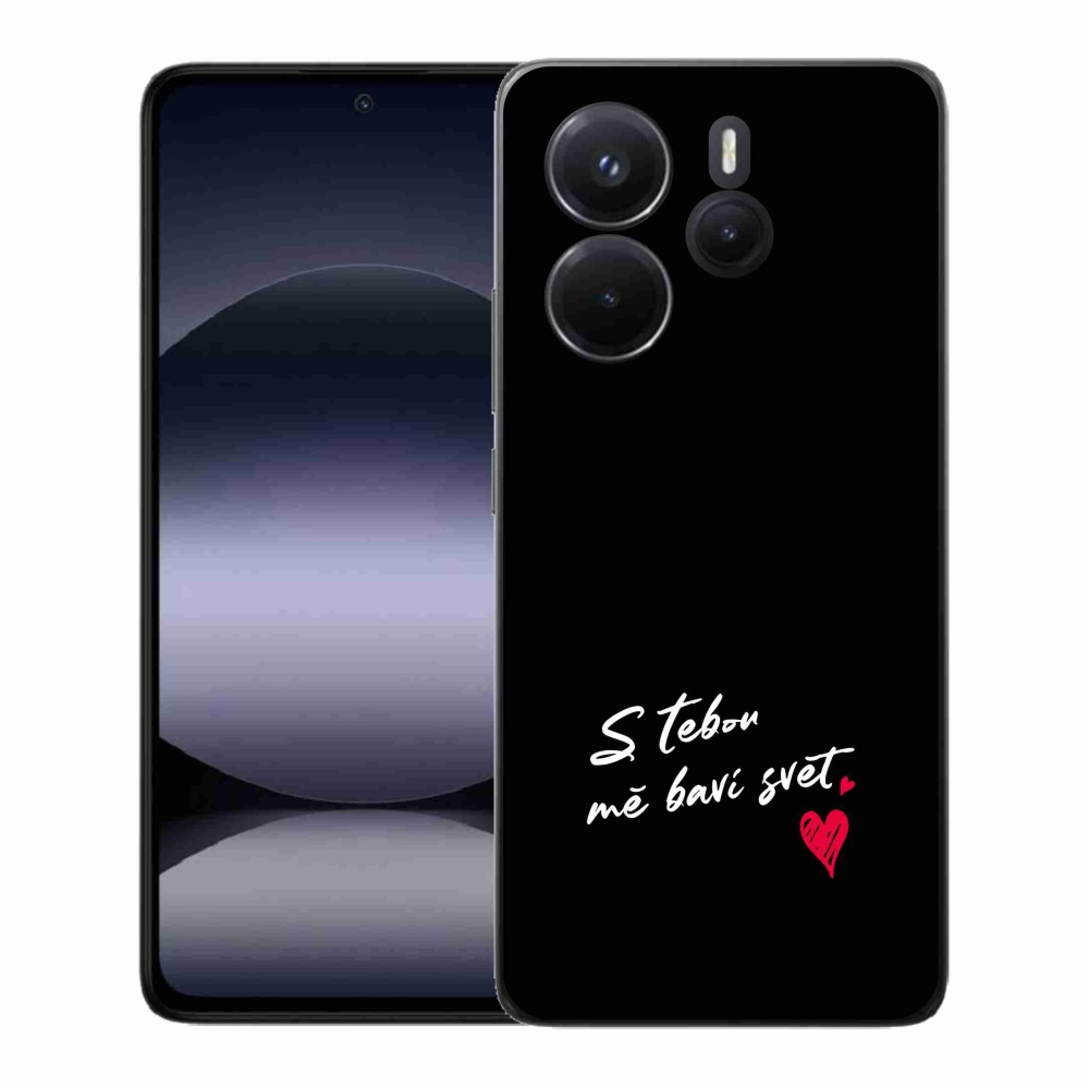 Gélový kryt mmCase na Xiaomi Redmi Note 14 - zamilovaný text 1 čierne pozadie