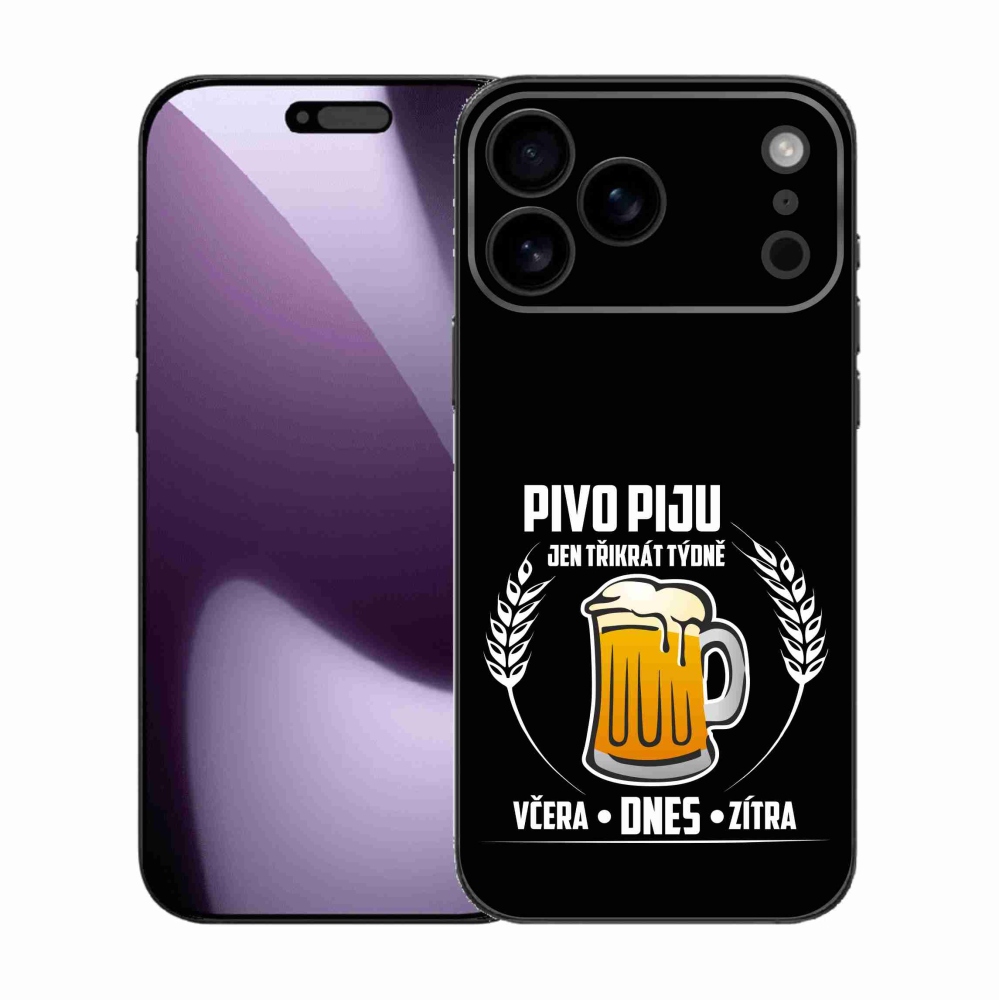 Gélový kryt mmCase na iPhone 17 Pro Max - pivný motív čierne pozadie