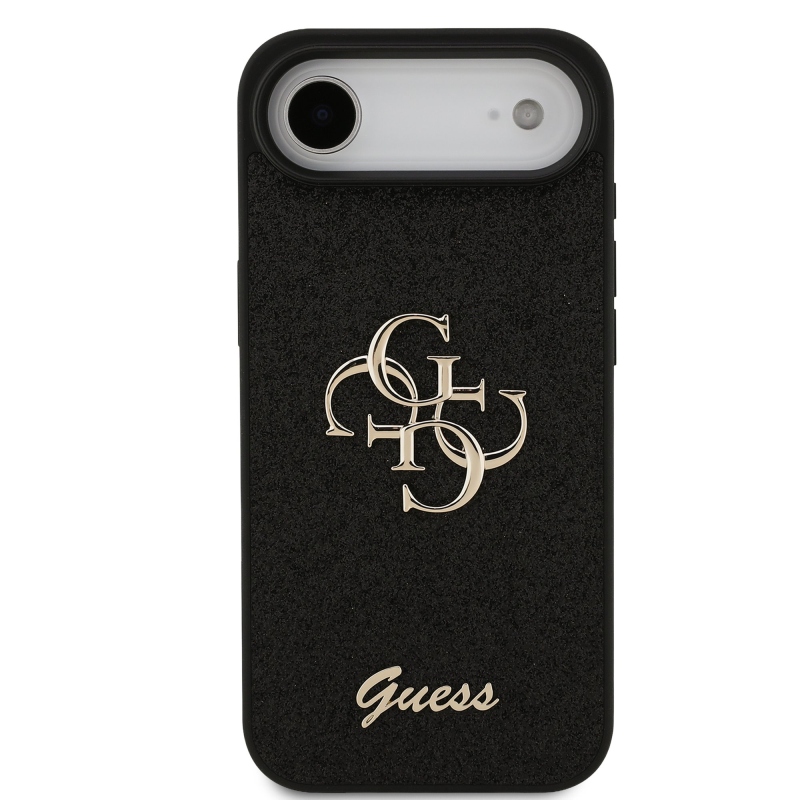 Guess PU Pevný zadný kryt s kovovým logom 4G Glitter pre iPhone Air Black