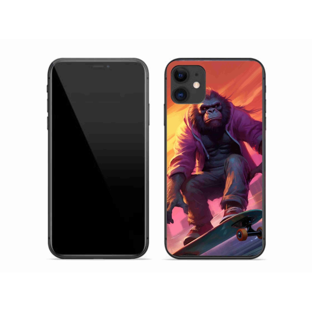 Gélový kryt mmCase na iPhone 11 - gorila na skateboarde