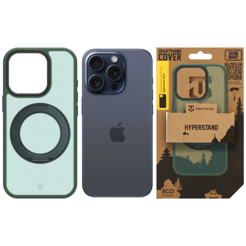 Tactical MagForce Hyperstand – puzdro pre Apple iPhone 15 Pro v farbe Forest Green
