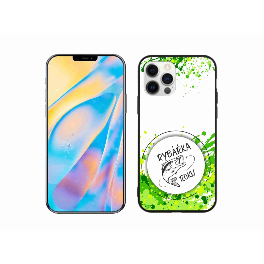 Gélový kryt mmCase na iPhone 12 - rybárka roku biele pozadie