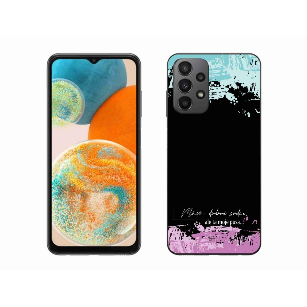Gélový kryt mmCase na Samsung Galaxy A23 4G/5G - vtipný text 3 čierne pozadie