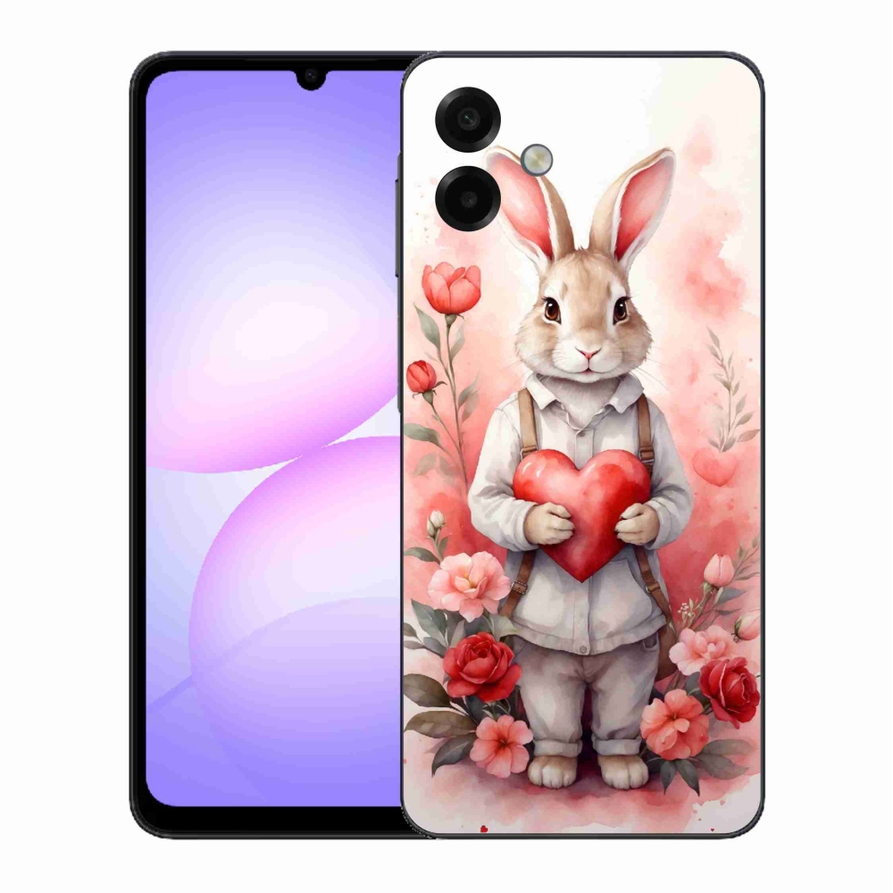 Gélový kryt mmCase na Samsung Galaxy A07 4G - zajac so srdiečkom