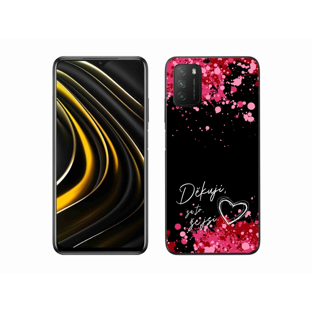 Gélový kryt mmCase na Xiaomi Poco M3 - zamilovaný text 2 čierne pozadie