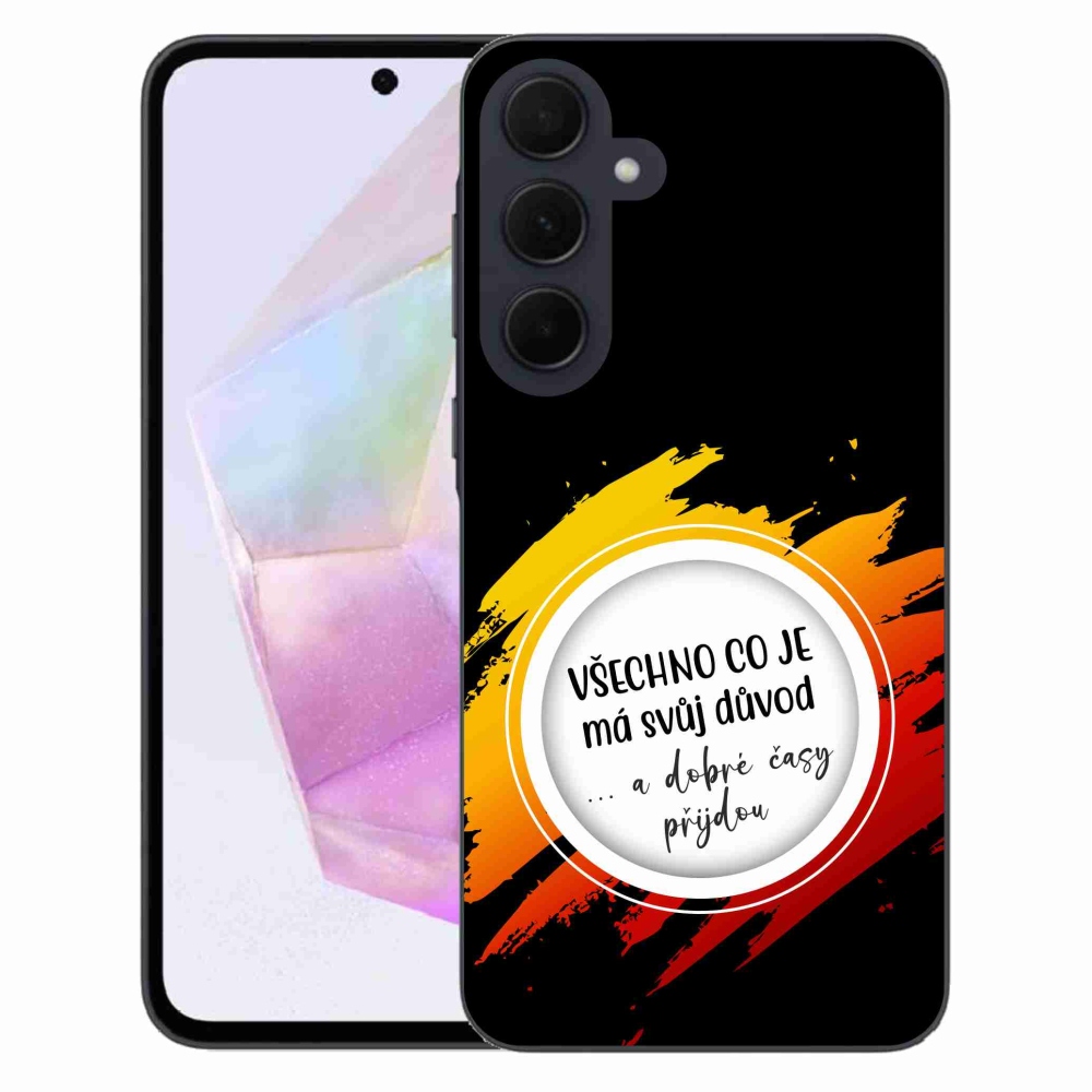 Gélový kryt mmCase na Samsung Galaxy A35 5G - citát 3 čierne pozadie